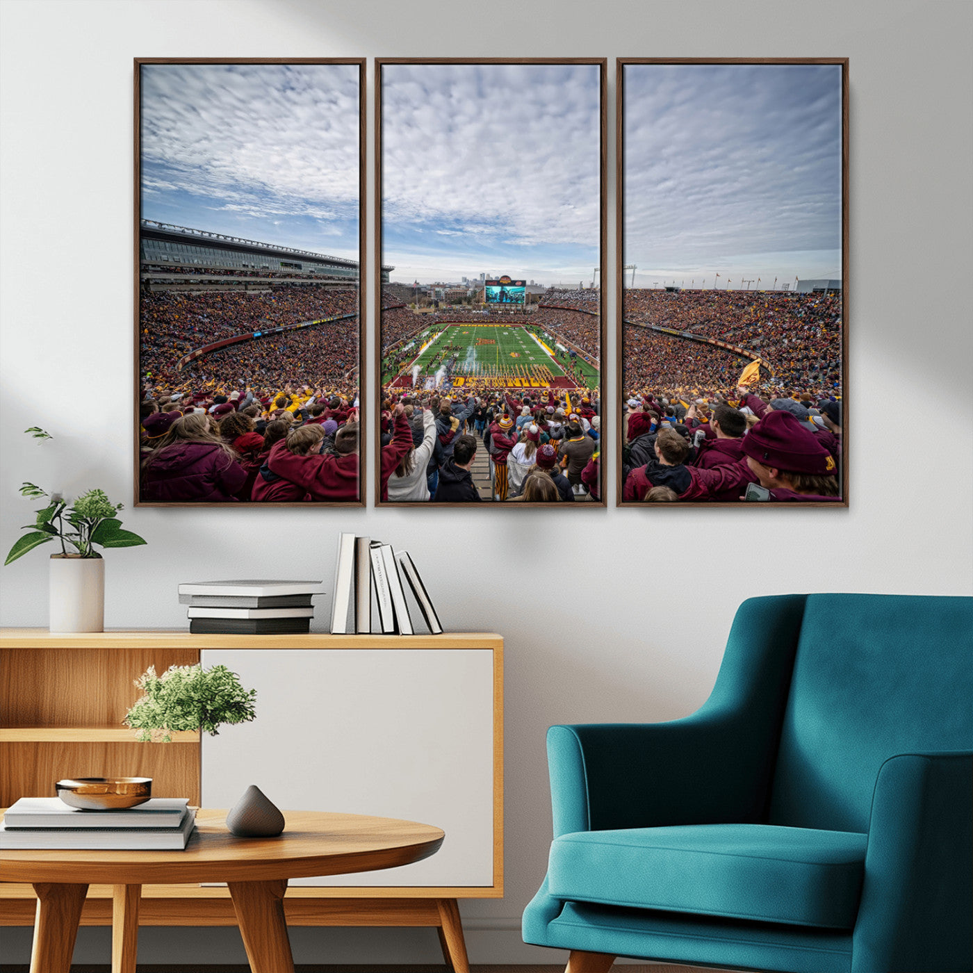 MGV-FC-48X32-3P - University of Minnesota Golden Gophers Football Team Print - Minneapolis Huntington Bank Stadium Art