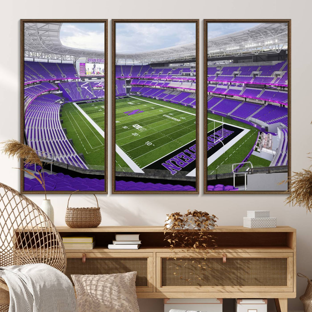 Ryan Field: Northwestern Wildcats Football premium canvas wall art.