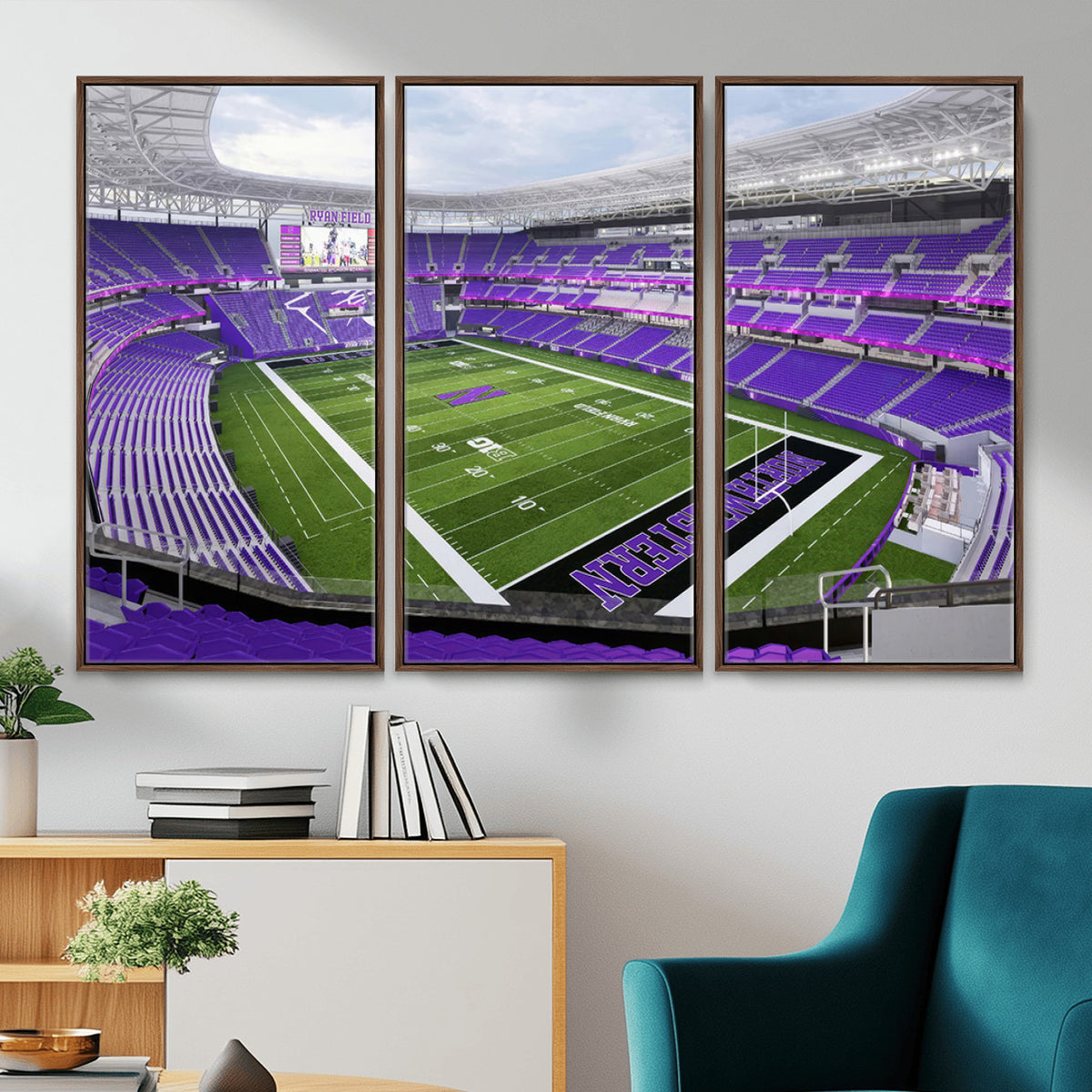 49190-MGV-CV-36X24 - Northwestern University Wildcats Football Team Print - Evanston Ryan Field Wall Art Canvas Print