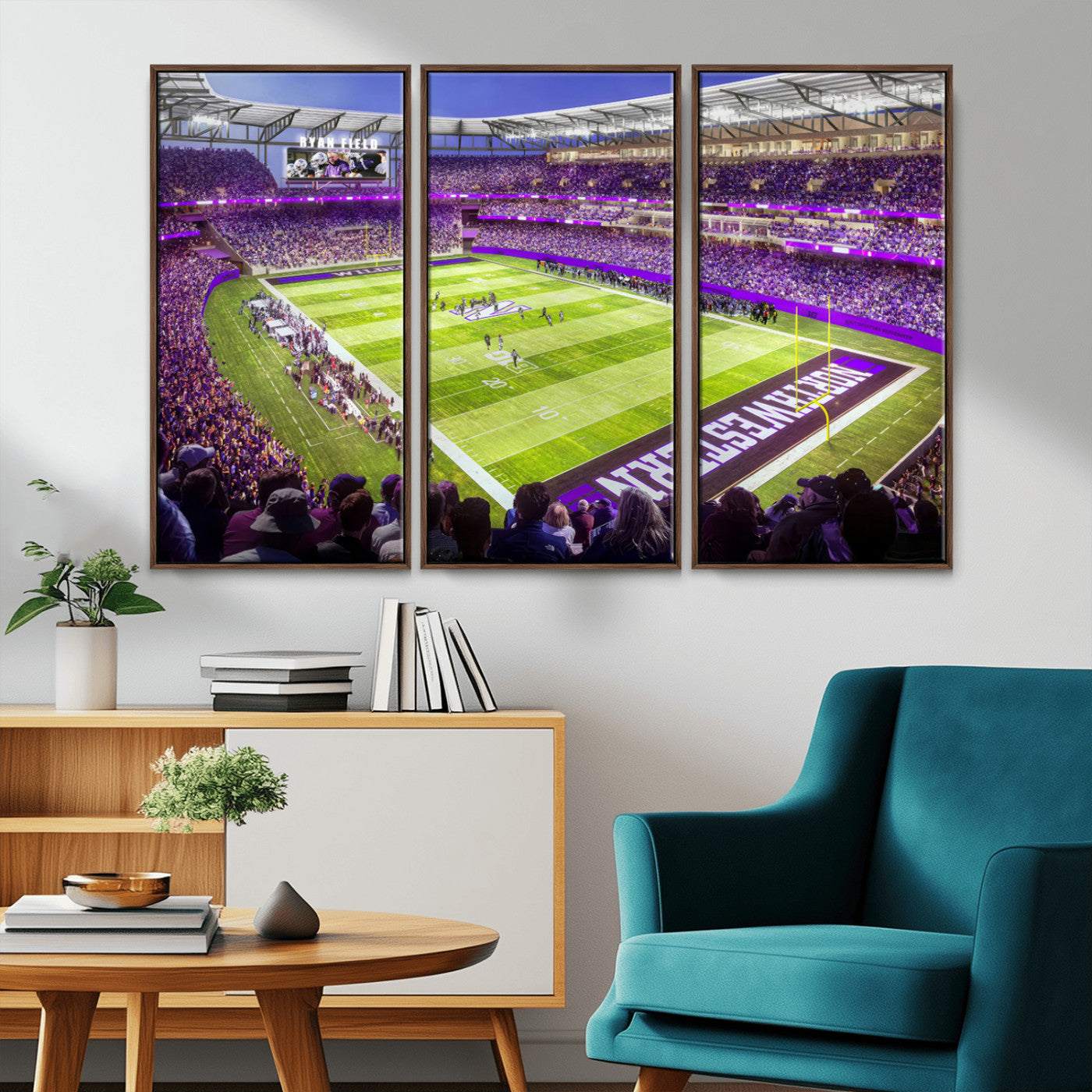 MGV-FC-48X32-3P - Northwestern University Wildcats Football Team Print - Evanston Ryan Field Wall Art Canvas Print