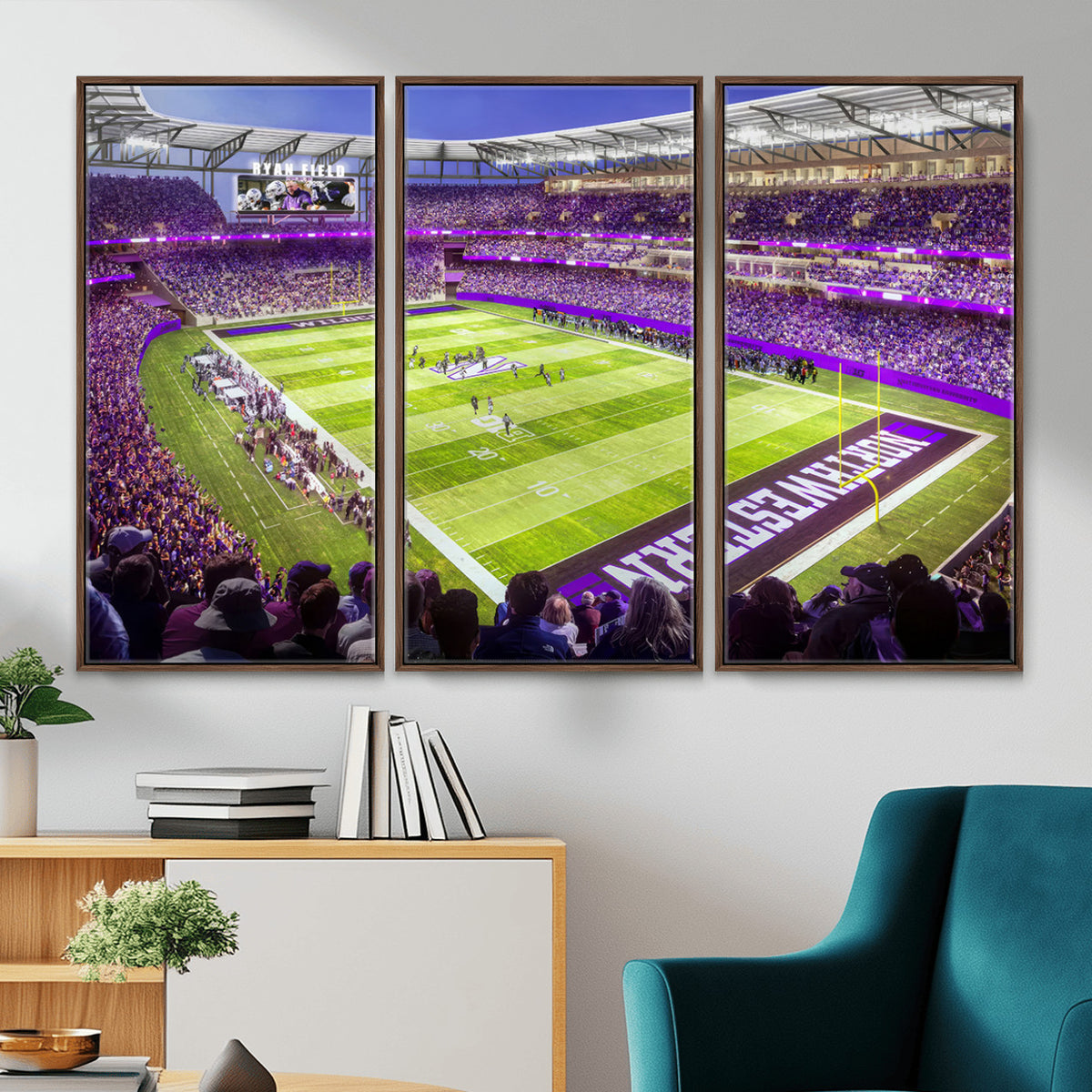 81245-MGV-CV-36X24 - Northwestern University Wildcats Football Team Print - Evanston Ryan Field Wall Art Canvas Print