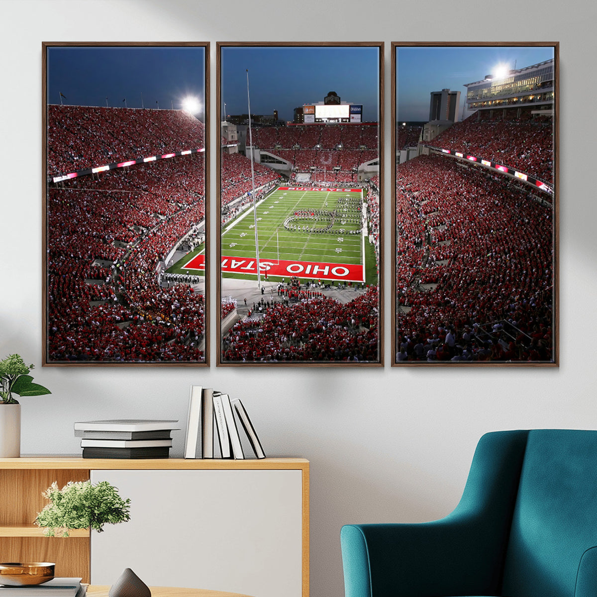 98743-PAN-FL-20X10 - Ohio State University Buckeyes Football Team Print - Columbus Ohio Stadium Wall Art Canvas Print