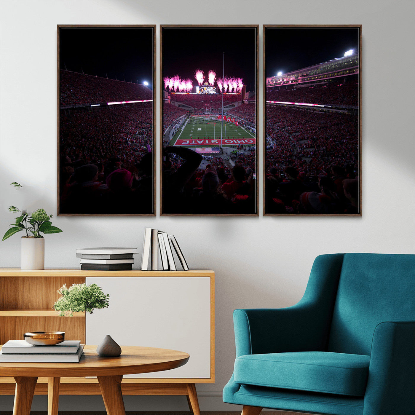 MGV-FC-48X32-3P - Ohio State University Buckeyes Football Team Print - Columbus Ohio Stadium Wall Art Canvas Print