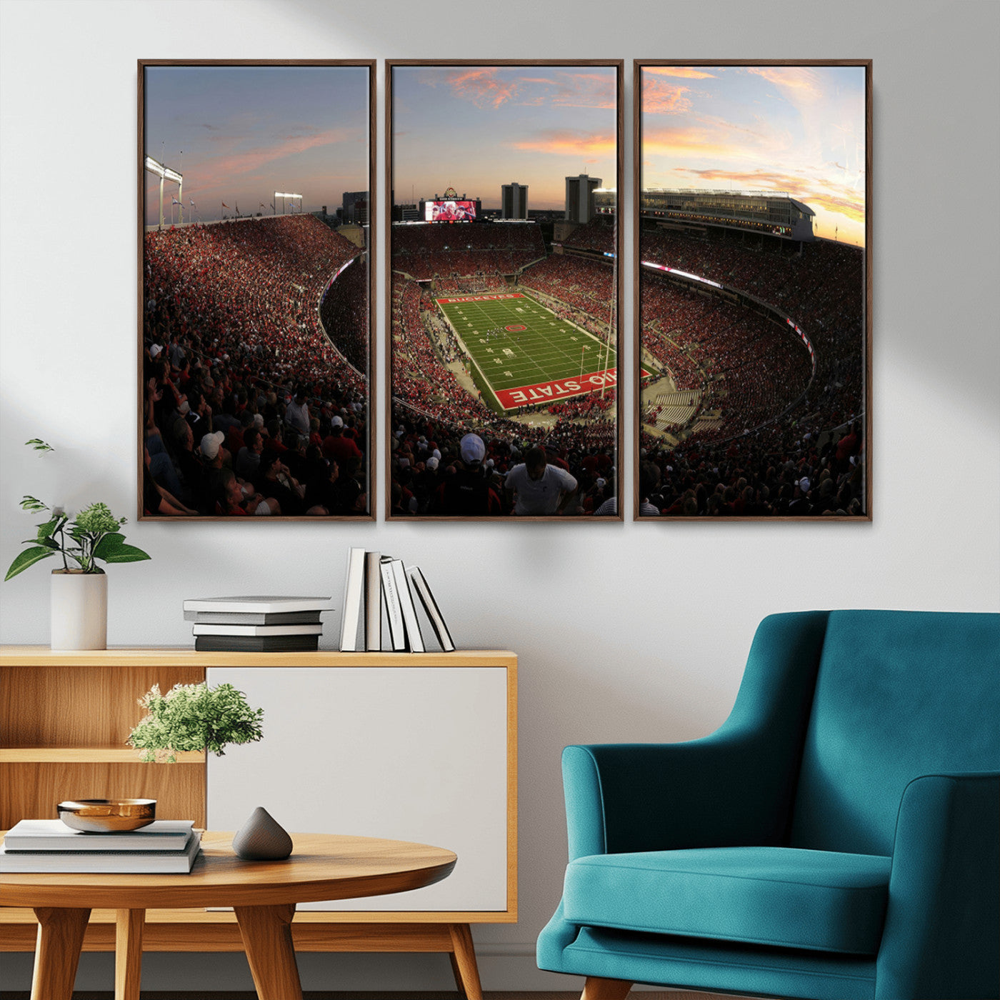 MGV-FC-48X32-3P - Ohio State University Buckeyes Football Team Print - Columbus Ohio Stadium Wall Art Canvas Print