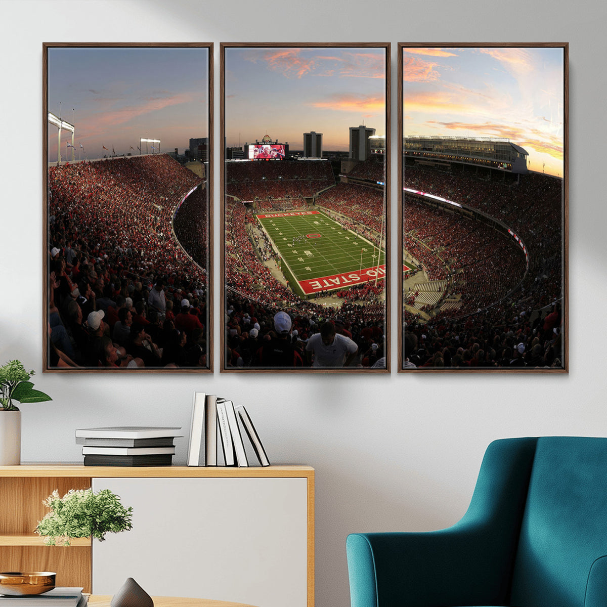 28825-PAN-FL-20X10 - Ohio State University Buckeyes Football Team Print - Columbus Ohio Stadium Wall Art Canvas Print