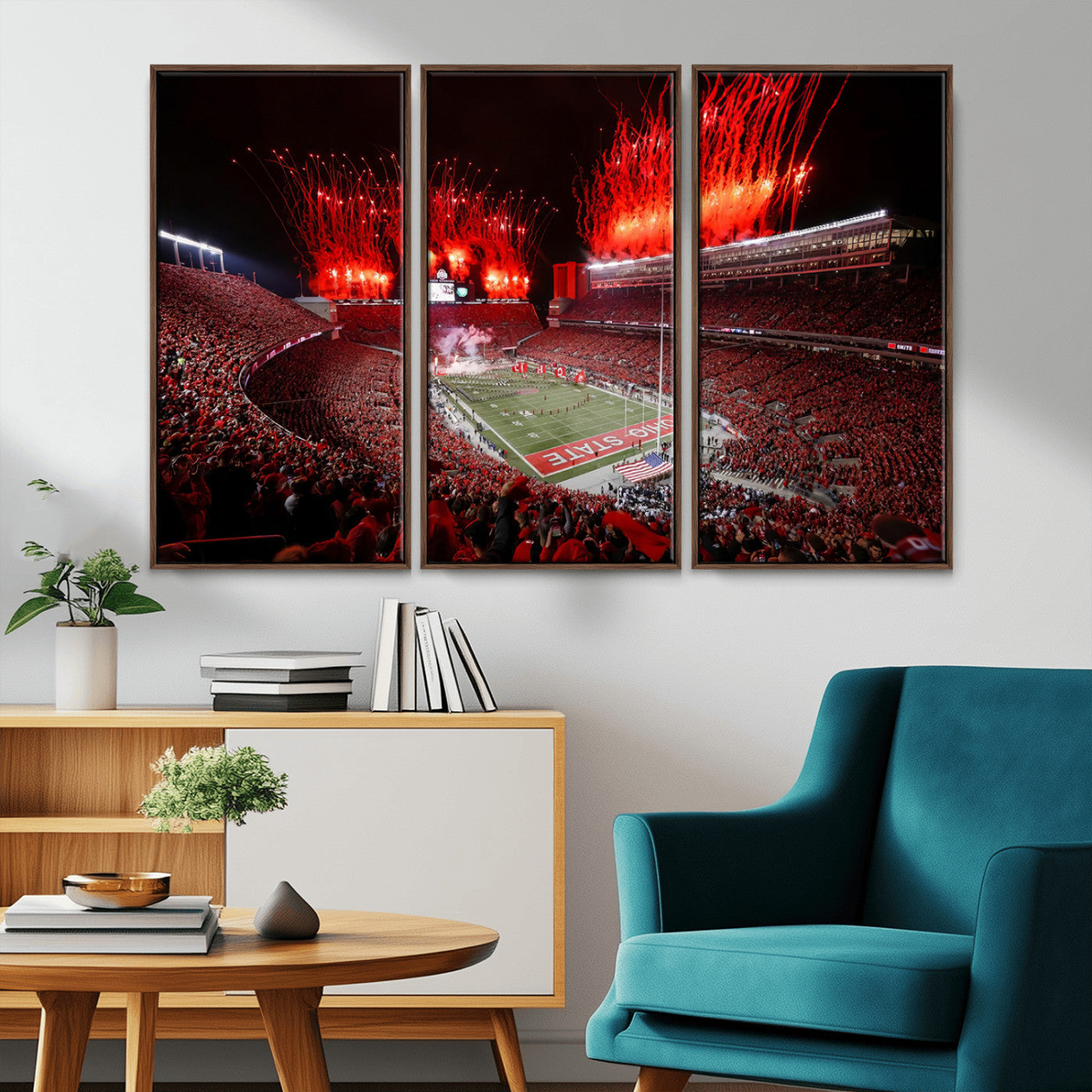 MGV-FC-48X32-3P - Ohio State University Buckeyes Football Team Print - Columbus Ohio Stadium Wall Art Canvas Print