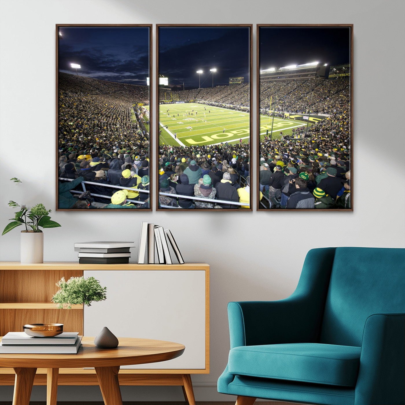 MGV-FC-48X32-3P - University of Oregon Ducks Football Team Print - Eugene Autzen Stadium Wall Art Canvas Print