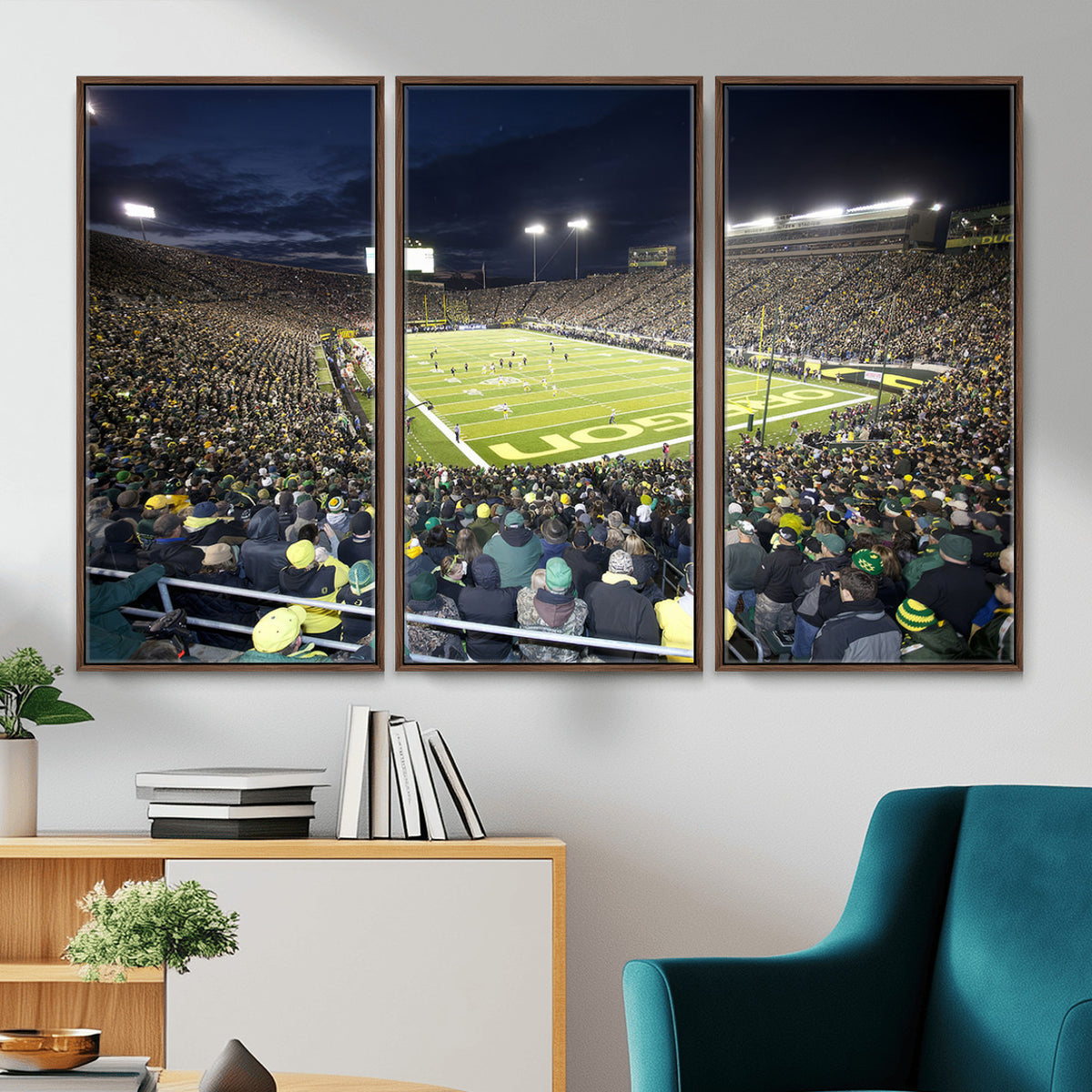 48756-PAN-FL-20X10 - University of Oregon Ducks Football Team Print - Eugene Autzen Stadium Wall Art Canvas Print