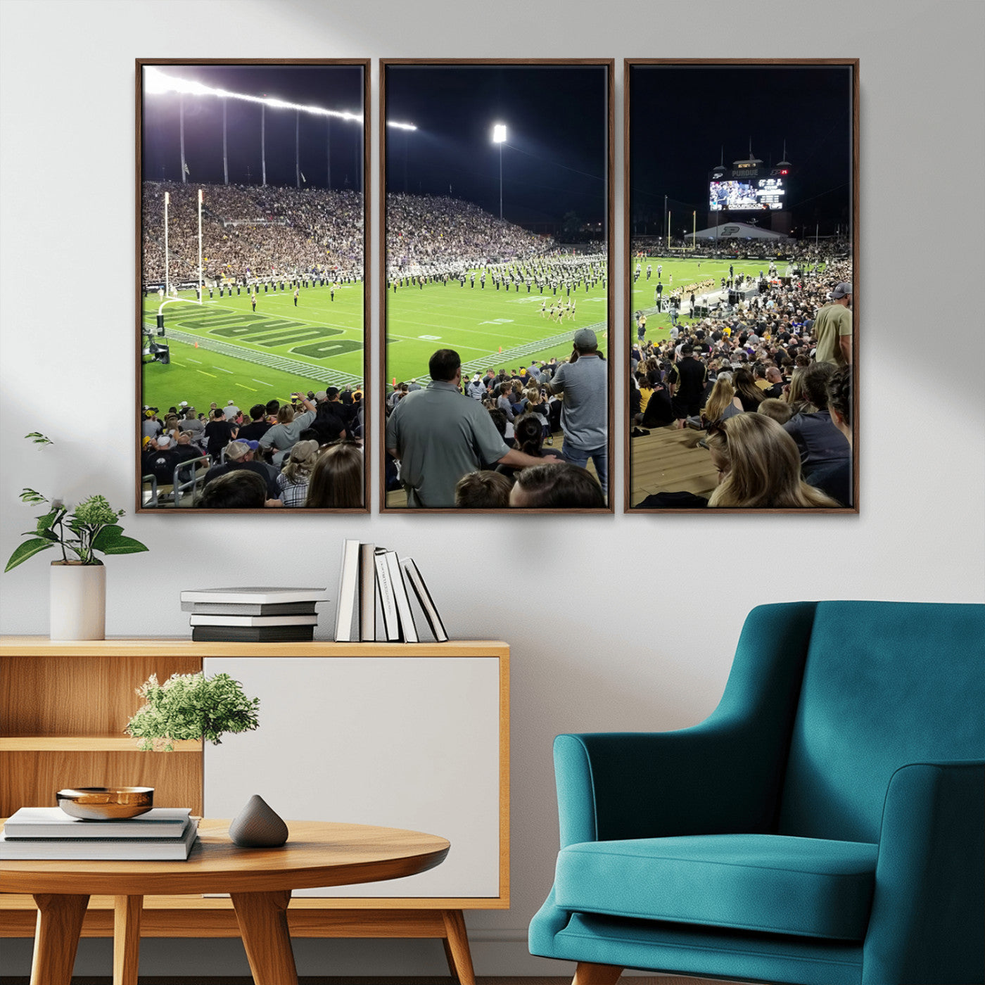 MGV-FC-48X32-3P - Purdue University Boilermakers Football Team Print - West Lafayette Ross-Ade Stadium Wall Art Canvas