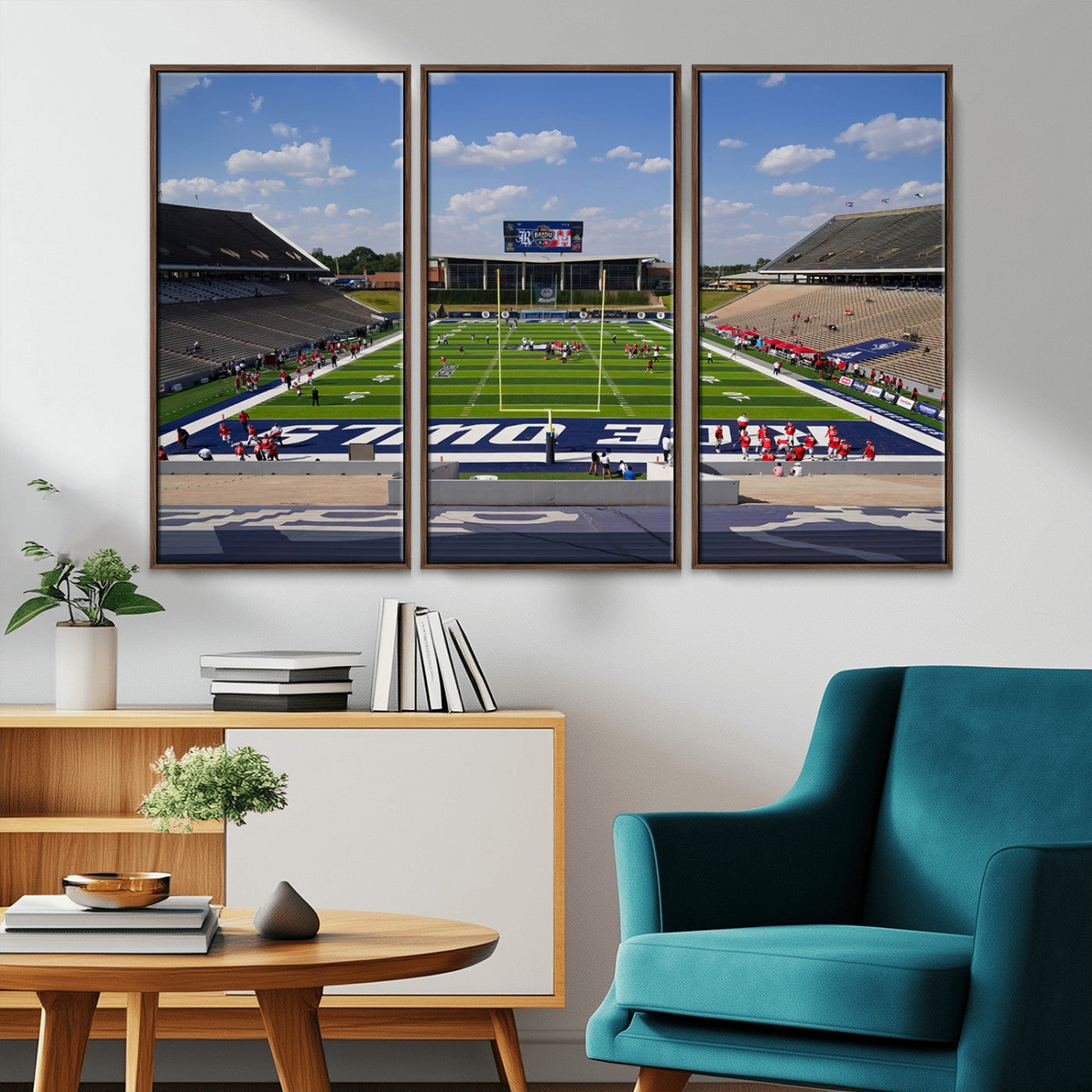 MGV-FC-48X32-3P - Rice University Owls Football Team Print - Houston Rice Stadium Wall Art Canvas Print