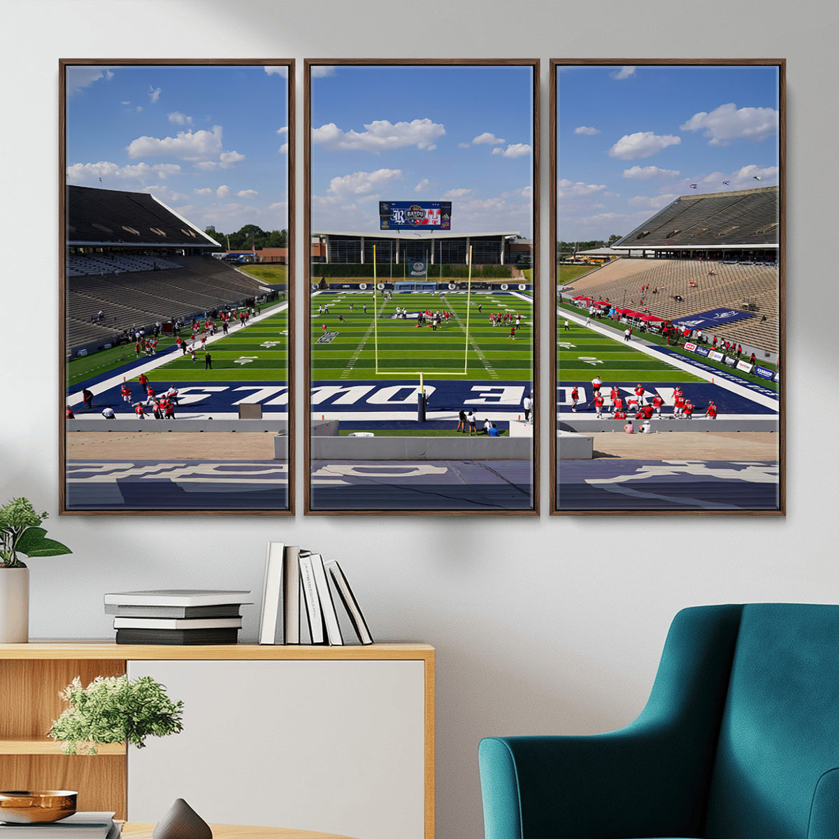 92248-MGV-CV-36X24 - Rice University Owls Football Team Print, Houston Rice Stadium