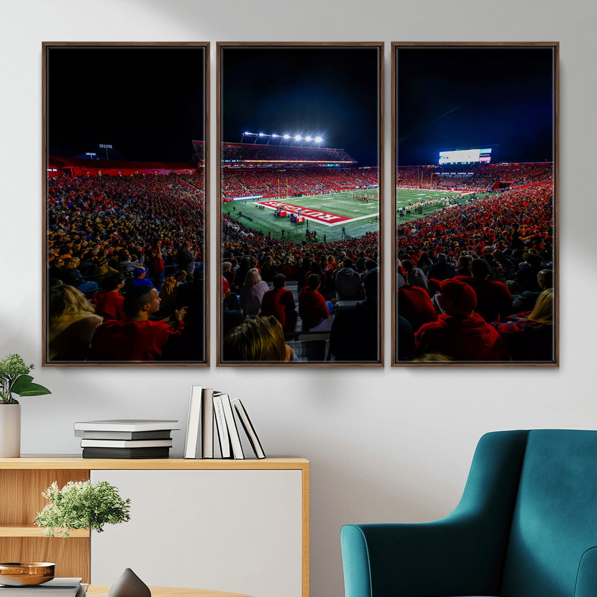 18115-PAN-FL-20X10 - Rutgers Scarlet Knights Football Team Print - SHI Stadium, Piscataway Wall Art Canvas Print