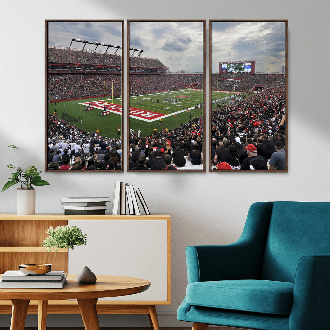 MGV-FC-48X32-3P - Rutgers Scarlet Knights Football Team Print - SHI Stadium, Piscataway Wall Art Canvas Print