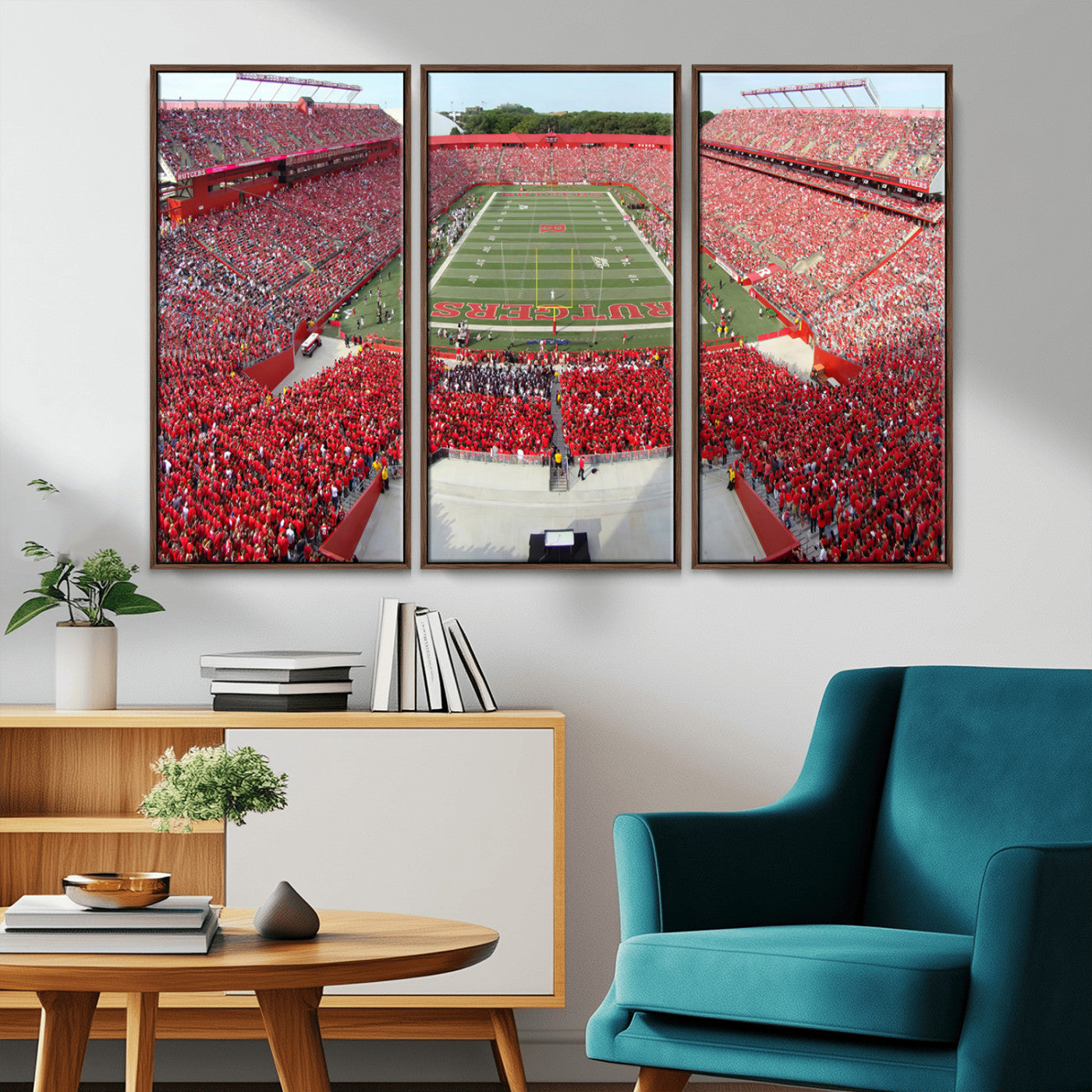 MGV-FC-48X32-3P - Rutgers Scarlet Knights Football Team Print - Piscataway SHI Stadium Wall Art Canvas Print
