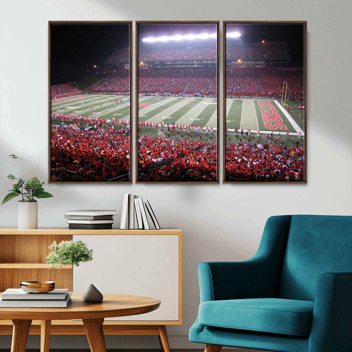 MGV-FC-48X32-3P - Rutgers University Scarlet Knights Football Team Print - Piscataway SHI Stadium Wall Art Canvas