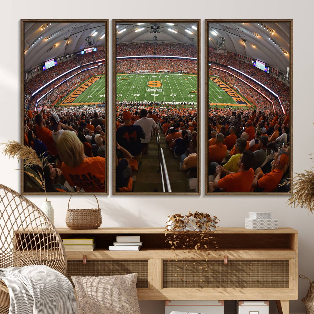 From above, the view resembles the Syracuse University Orange Football Team Wall Art Canvas.