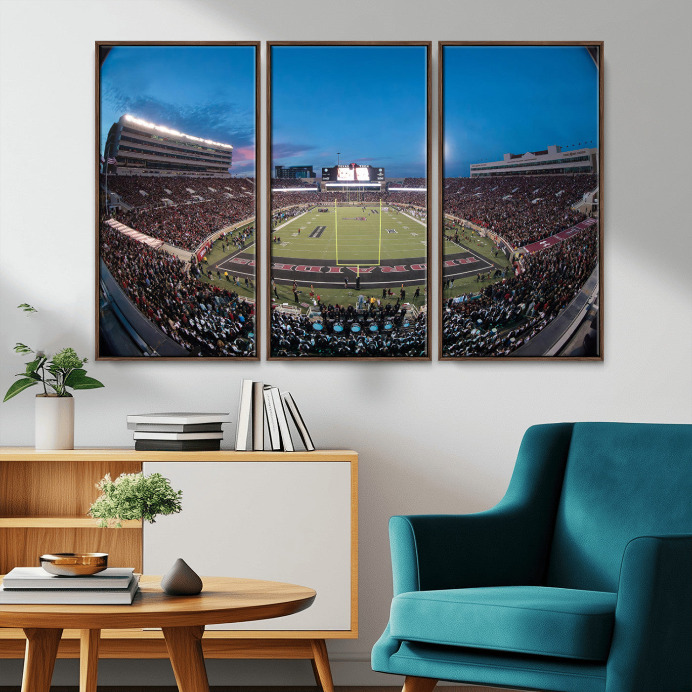 MGV-FC-48X32-3P - Texas Tech Red Raiders Canvas, Framed Football Team Print - Lubbock Jones AT&T Stadium Wall Art