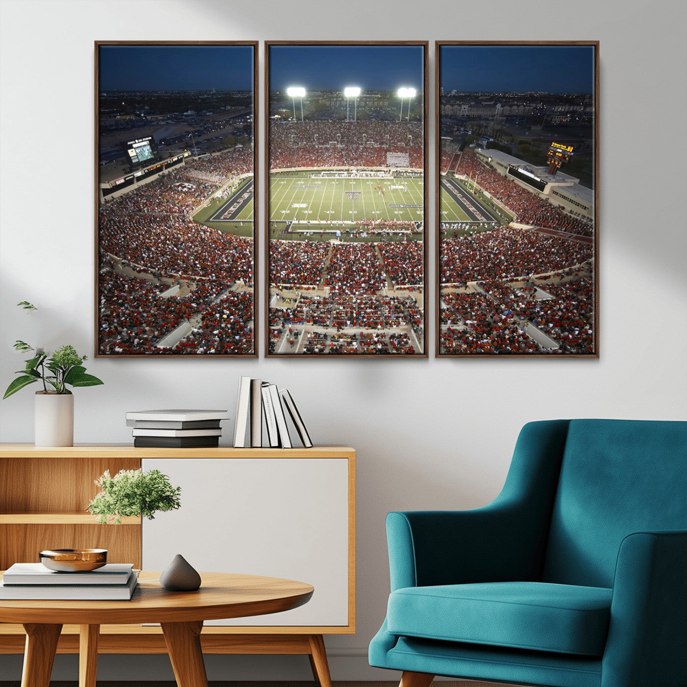 MGV-FC-48X32-3P - Texas Tech Red Raiders Football Team Print - Lubbock Jones AT&T Stadium Wall Art Canvas Print