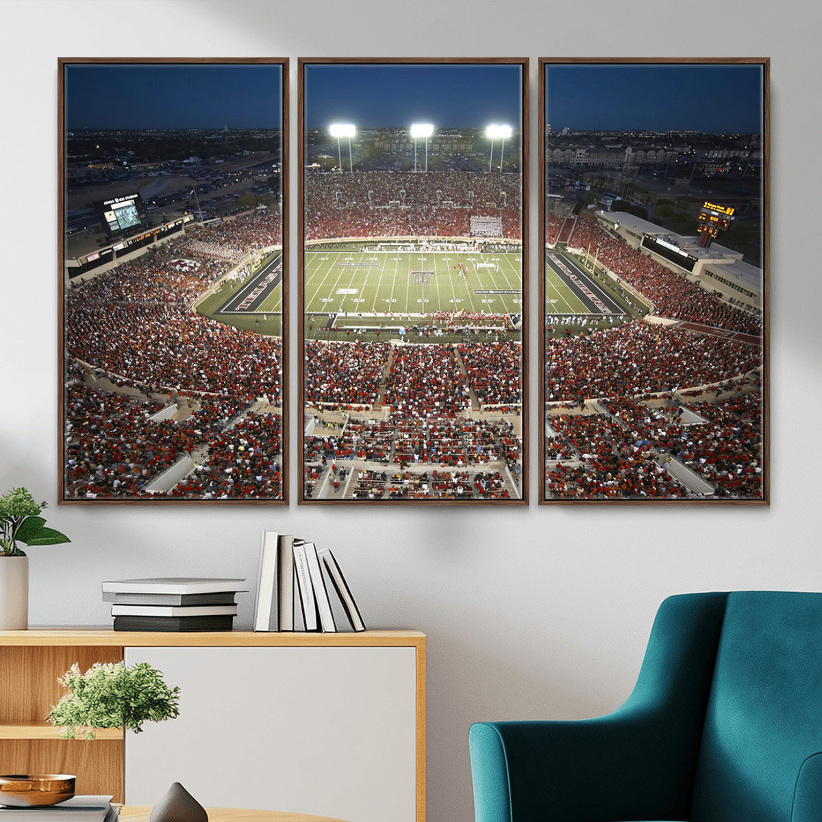 55763-MGV-CV-36X24 - Texas Tech Red Raiders Football Team Print, Lubbock Jones AT&T Stadium, Framed and Ready to Hang