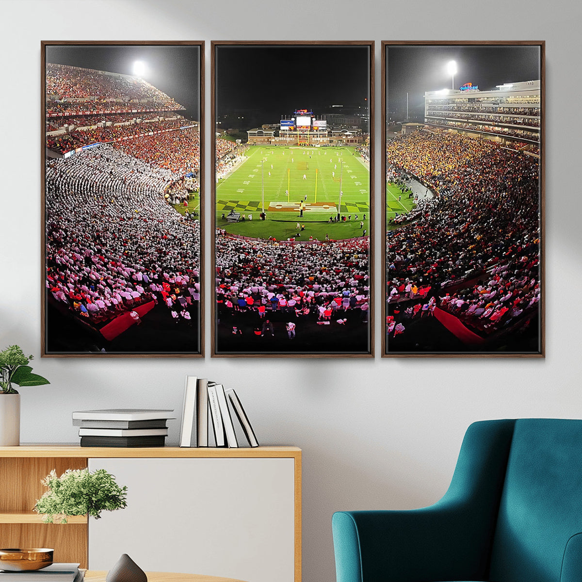 12091-PAN-FL-20X10 - University of Maryland Terrapins Football Team Print - College Park SECU Stadium Wall Art Canvas