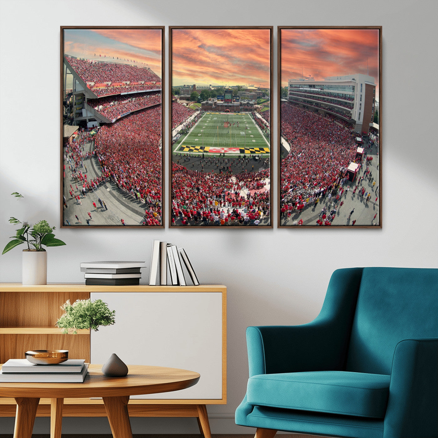 MGV-FC-48X32-3P - University of Maryland Terrapins Football Team Print - College Park SECU Stadium Wall Art Canvas