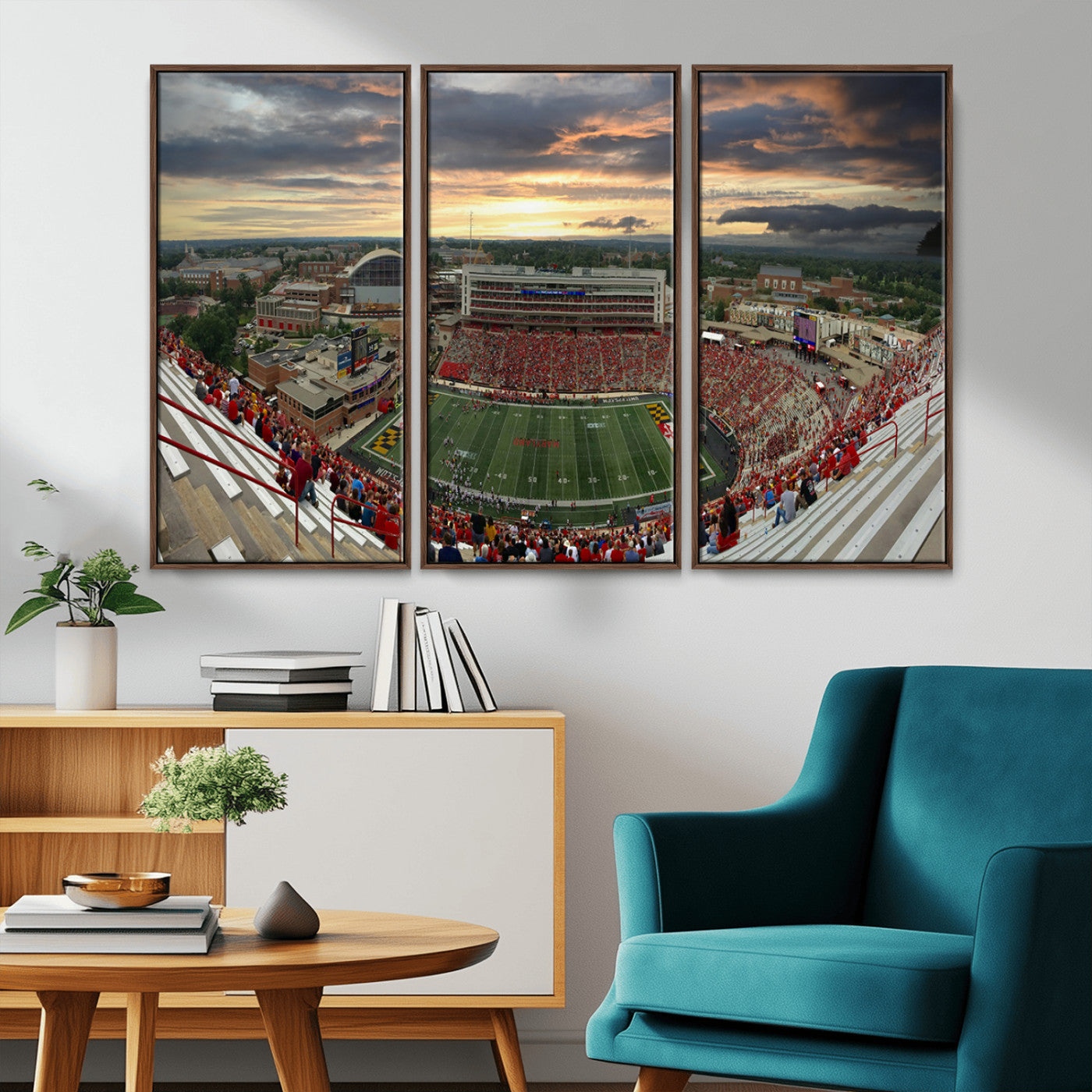 MGV-FC-48X32-3P - University of Maryland Terrapins Football Team Print - College Park SECU Stadium Wall Art Canvas