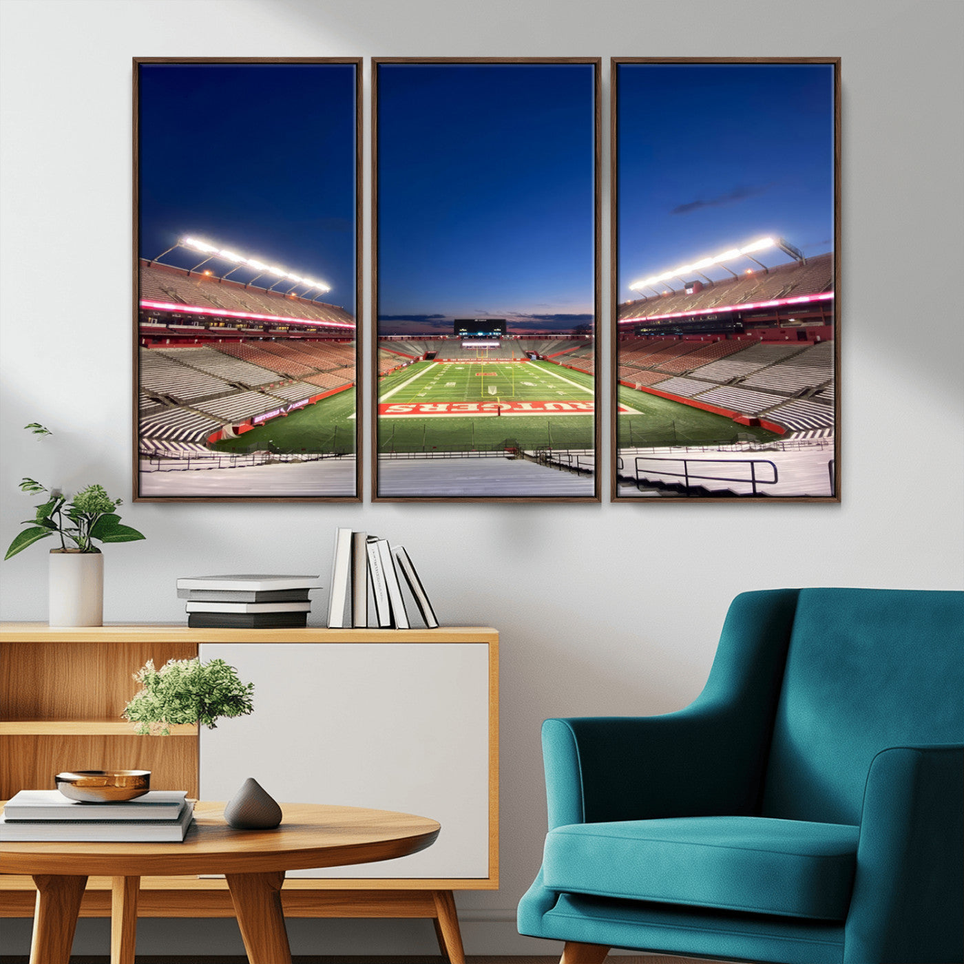 MGV-FC-48X32-3P - Rutgers Scarlet Knights Football Team Print - Piscataway SHI Stadium Wall Art Canvas Print