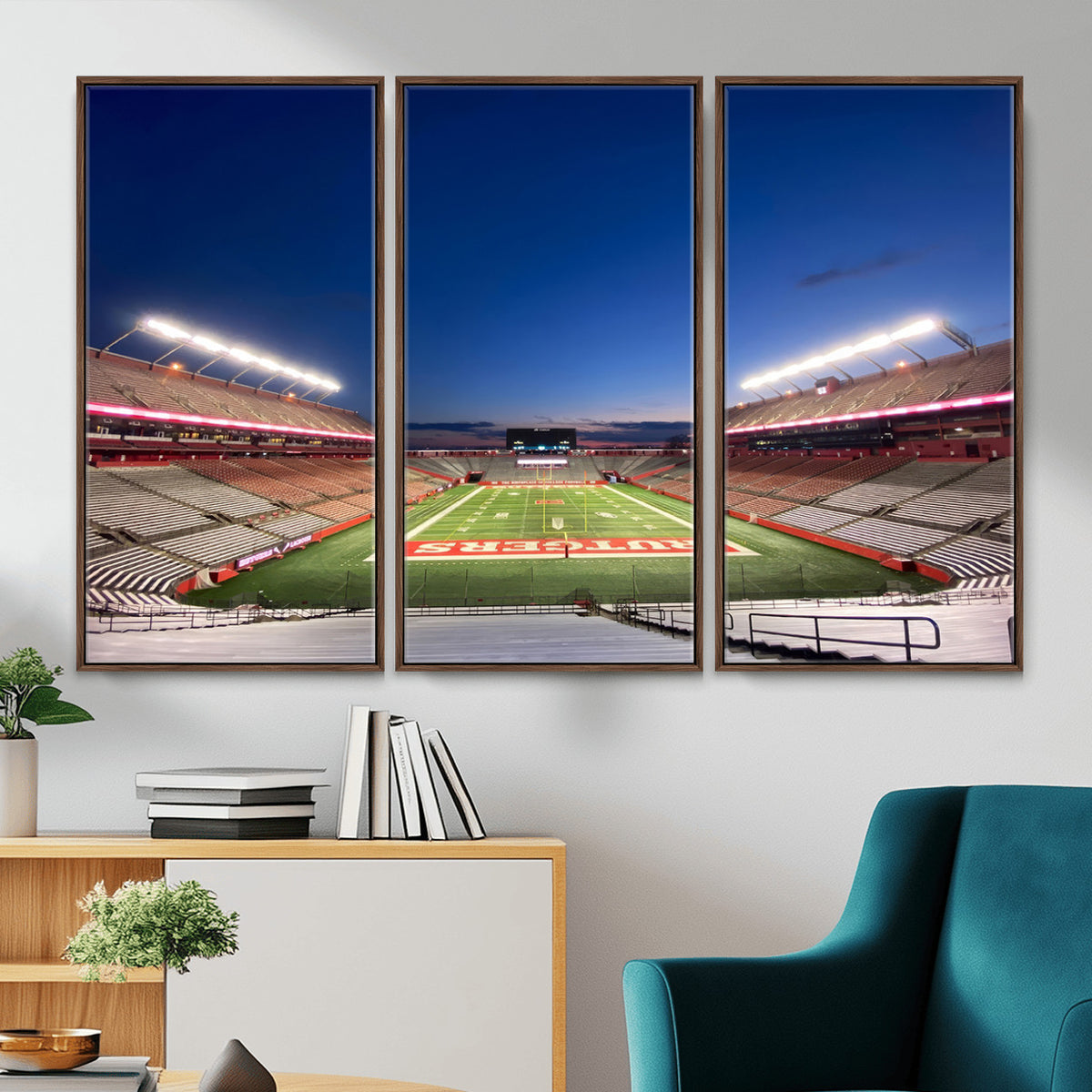 15051-MGV-CV-36X24 - Rutgers Scarlet Knights Football Team Print, Piscataway SHI Stadium