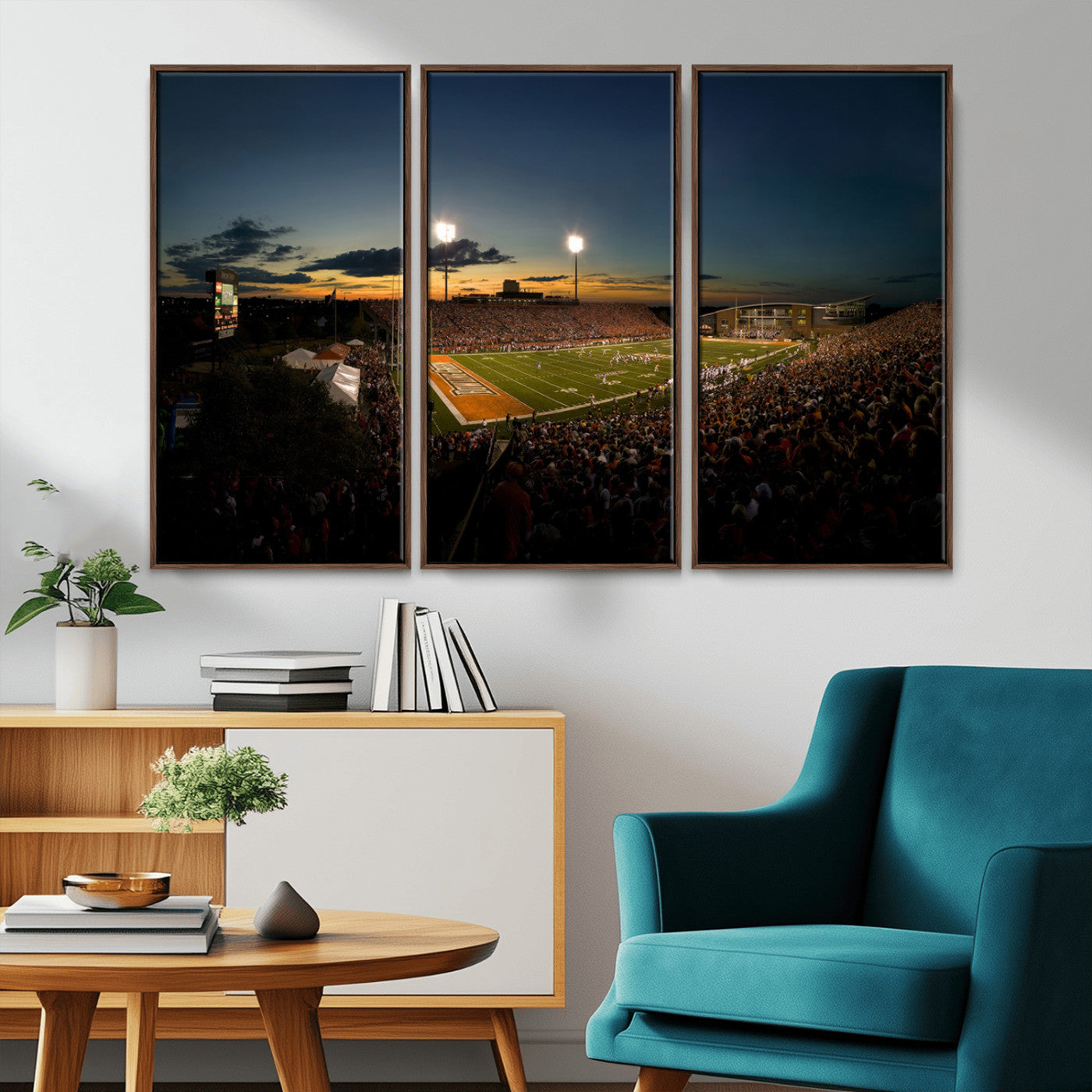 MGV-FC-48X32-3P - Ball State Cardinals Football Team Print - Muncie Scheumann Stadium Wall Art Canvas Print