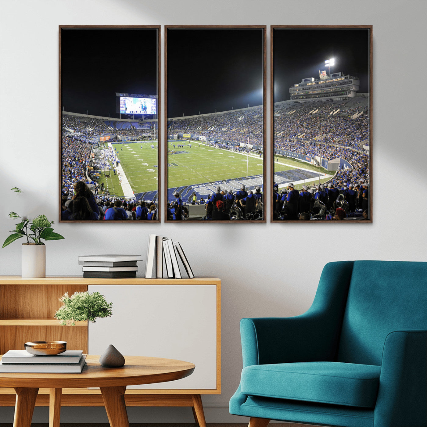 MGV-FC-48X32-3P - University of Memphis Tigers Football Team Print - Memphis Simmons Bank Liberty Stadium Wall Art