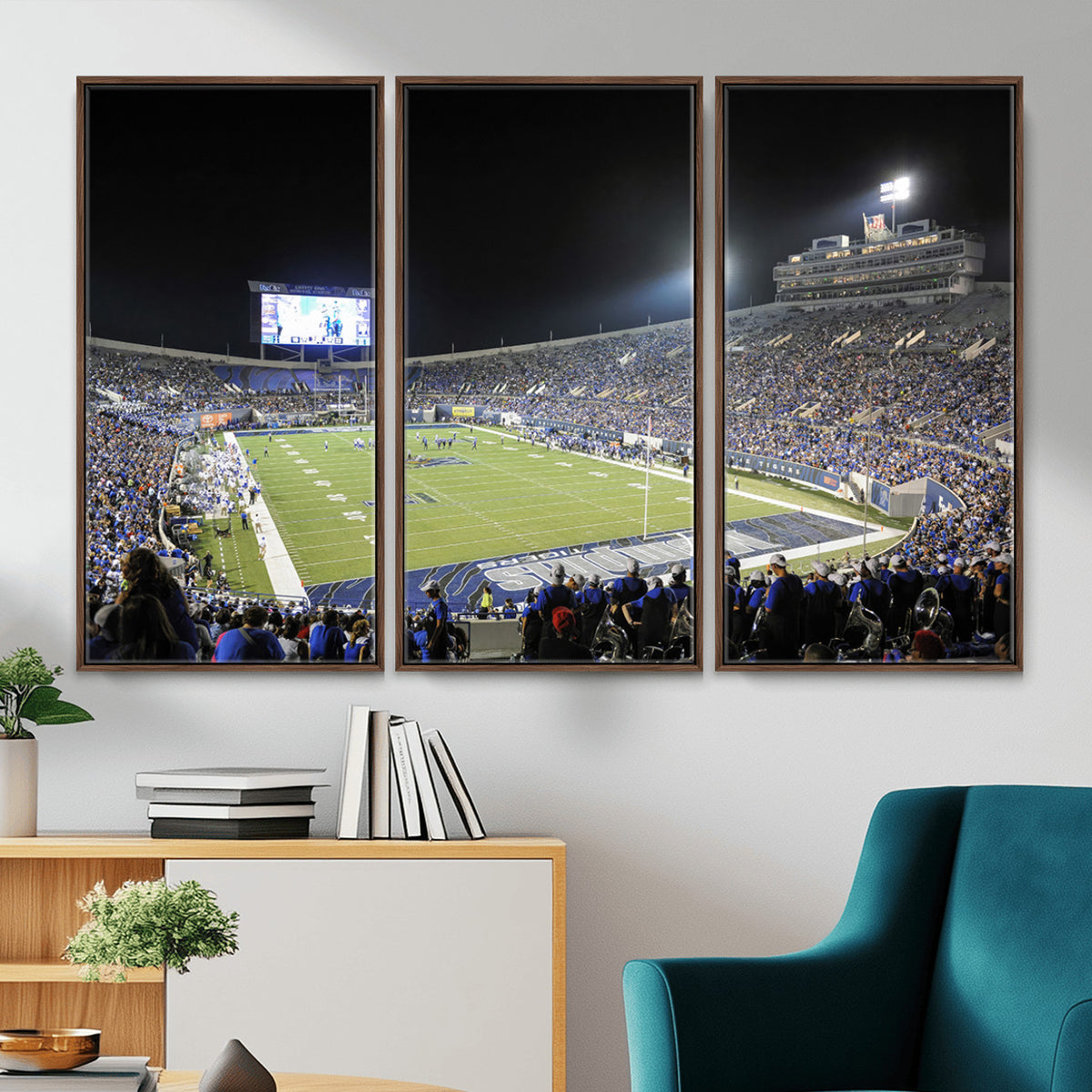 10894-PAN-FL-20X10 - University of Memphis Tigers Football Team Print - Memphis Simmons Bank Liberty Stadium Wall Art