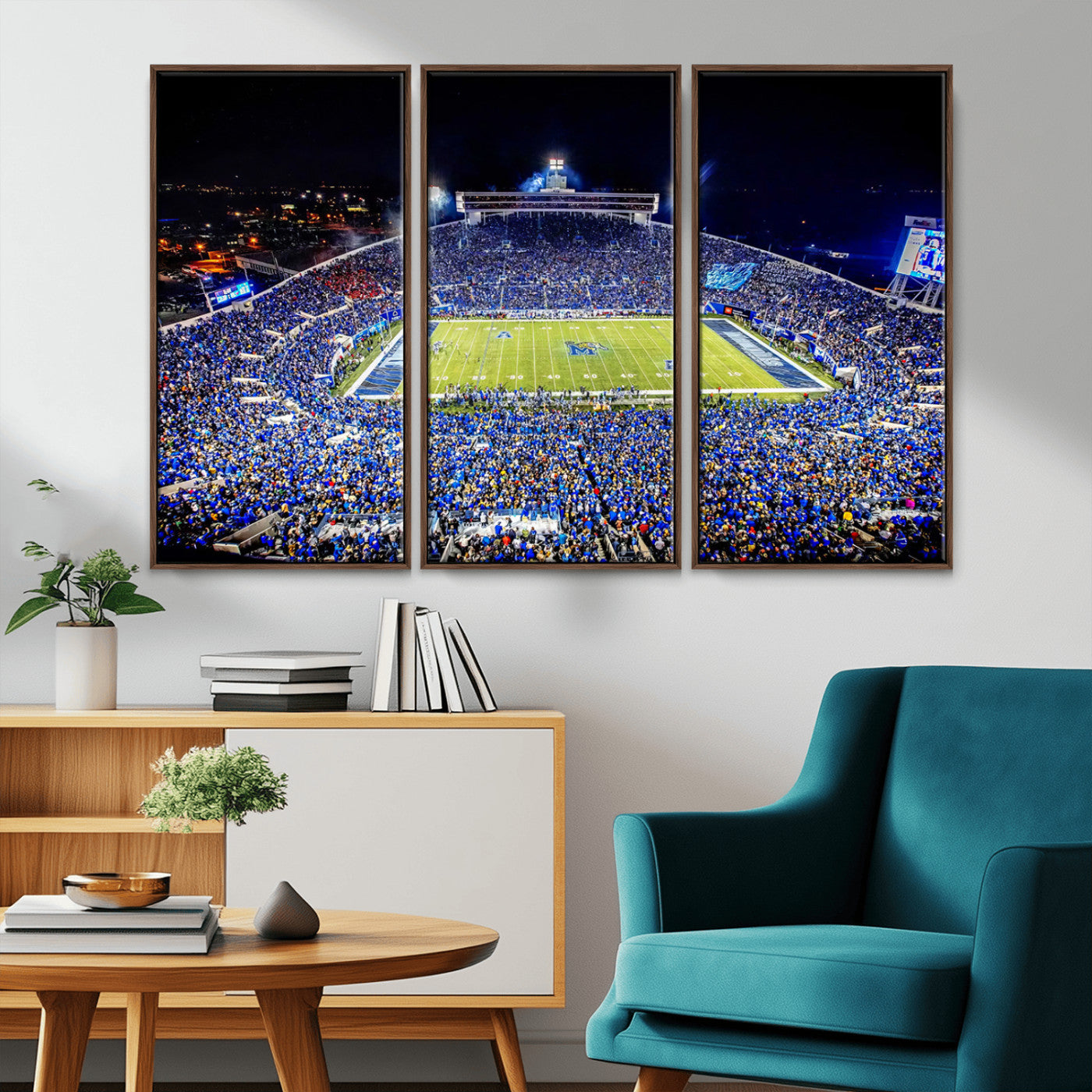 MGV-FC-48X32-3P - University of Memphis Tigers Football Team Print - Memphis Simmons Bank Liberty Stadium Wall Art