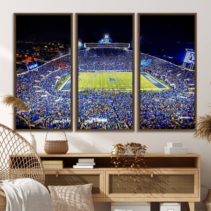 The University of Memphis Tigers Football Team Wall Art Canvas Print shines brightly.