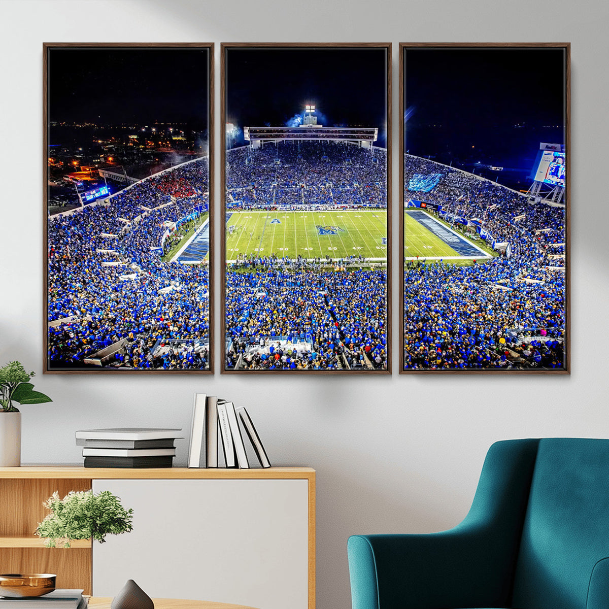 11665-PAN-FL-20X10 - University of Memphis Tigers Football Team Print - Memphis Simmons Bank Liberty Stadium Wall Art