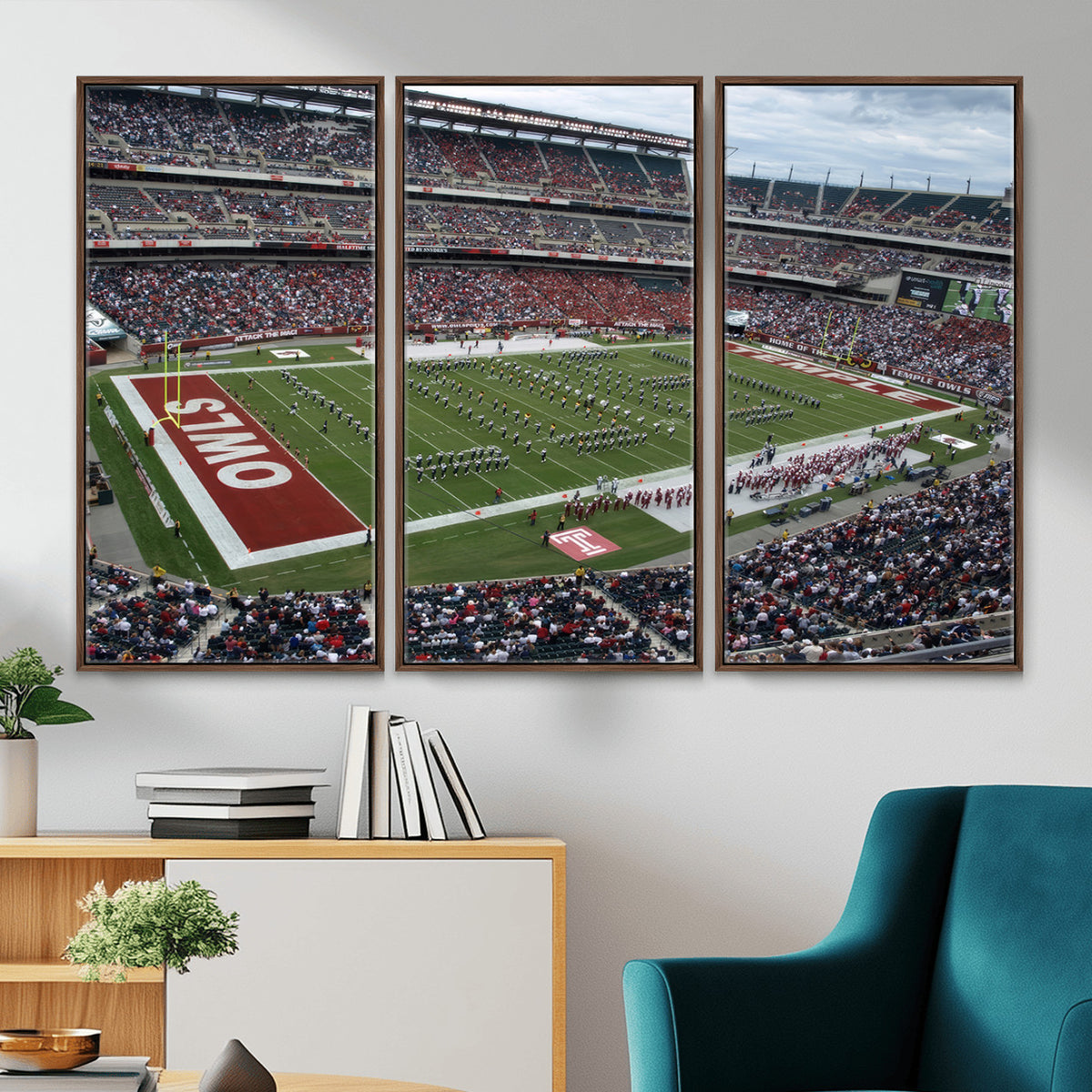 15310-PAN-FL-20X10 - The Temple University Owls Athletics Team Print - Philadelphia Lincoln Financial Field Stadium Wall