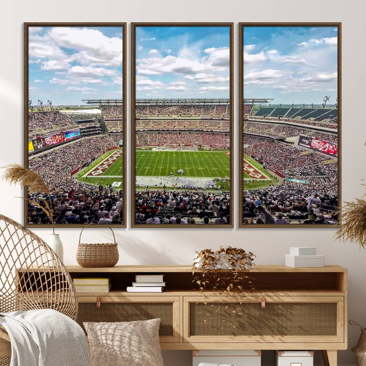 The Temple University Owls Athletics canvas print of a game at Lincoln Financial Field.