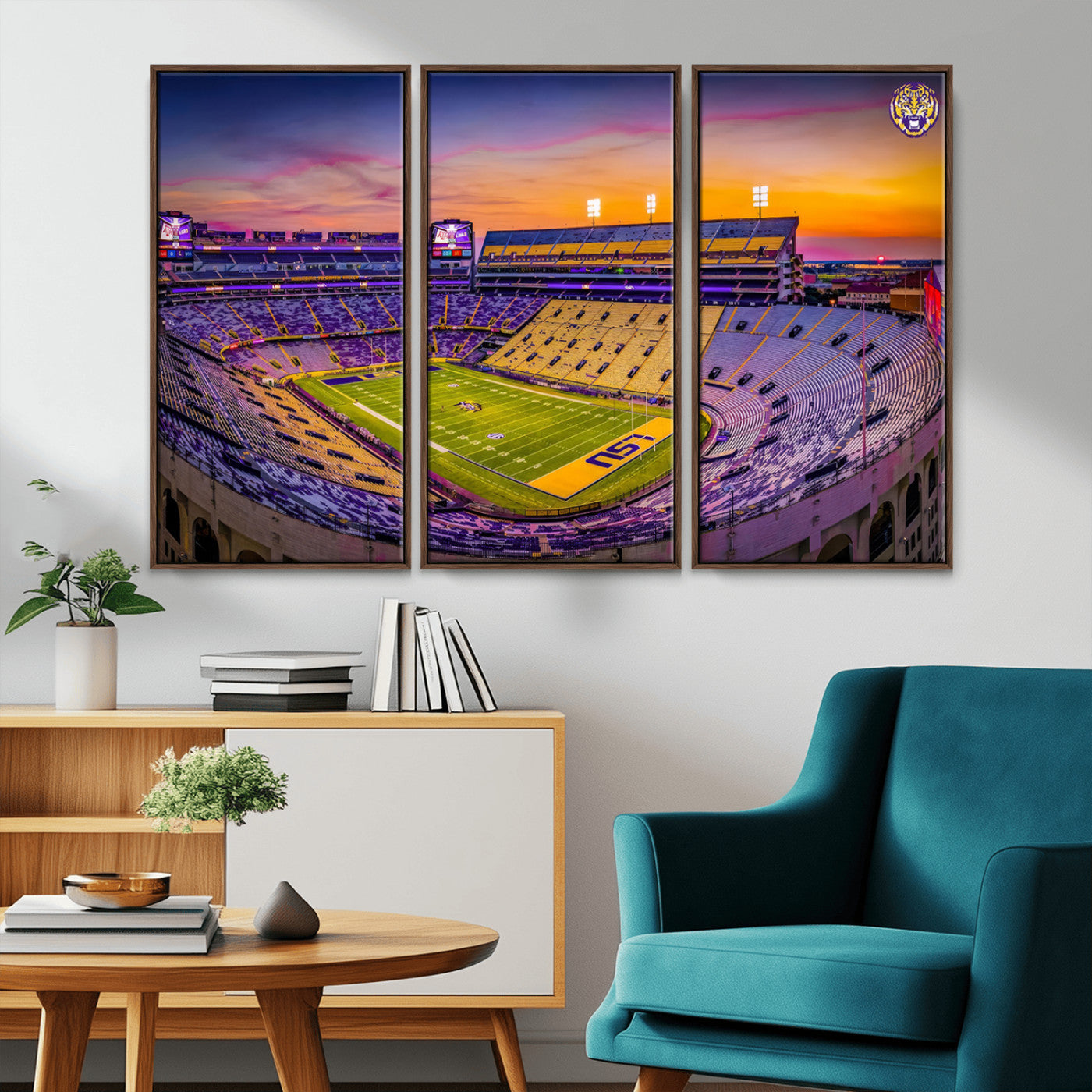 93538-MGV-CV-36X24-The Louisiana State University Tigers Football Team Print - Baton Rouge Tiger Stadium Wall Art