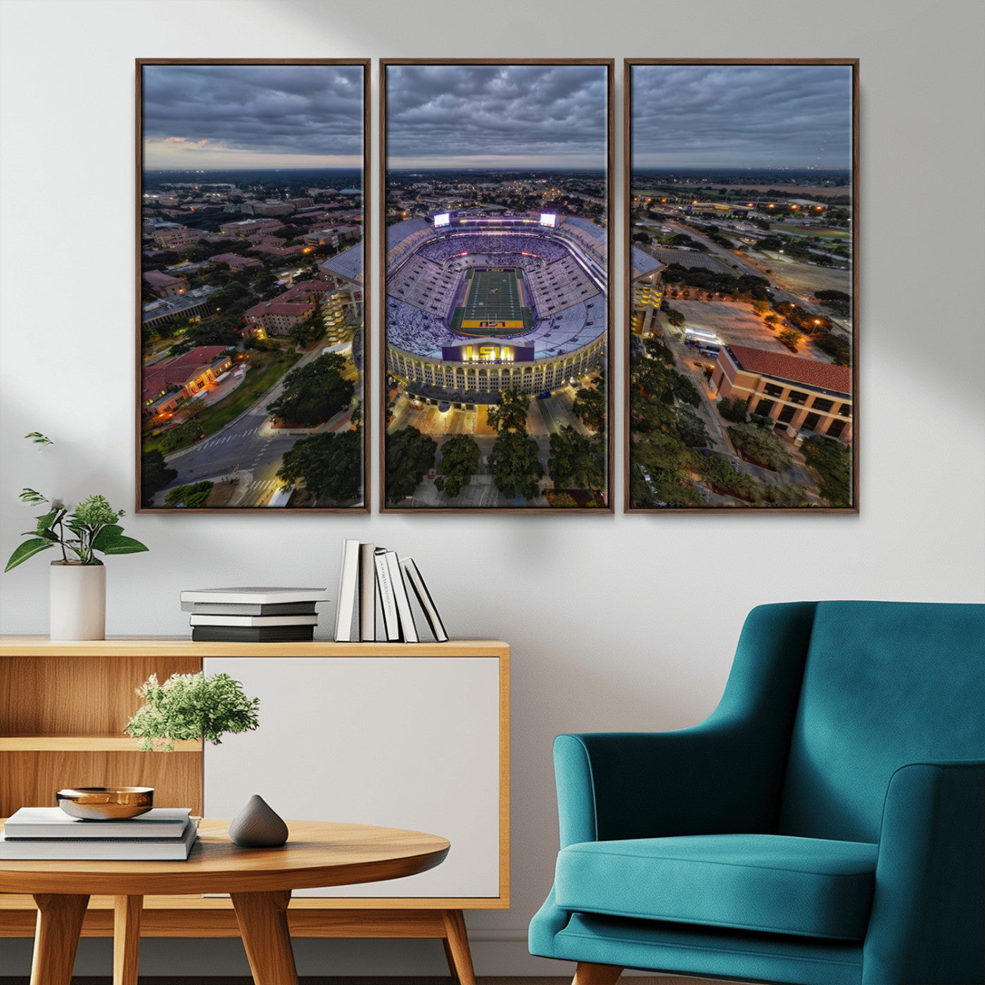 MGV-FC-48X32-3P - The Louisiana State University Tigers Football Team Print - Baton Rouge Tiger Stadium Wall Art