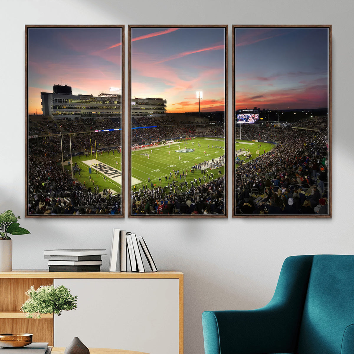 64416-MGV-CV-36X24 - The University of Connecticut UCONN Huskies Football Team Print, Framed and Ready to Hang