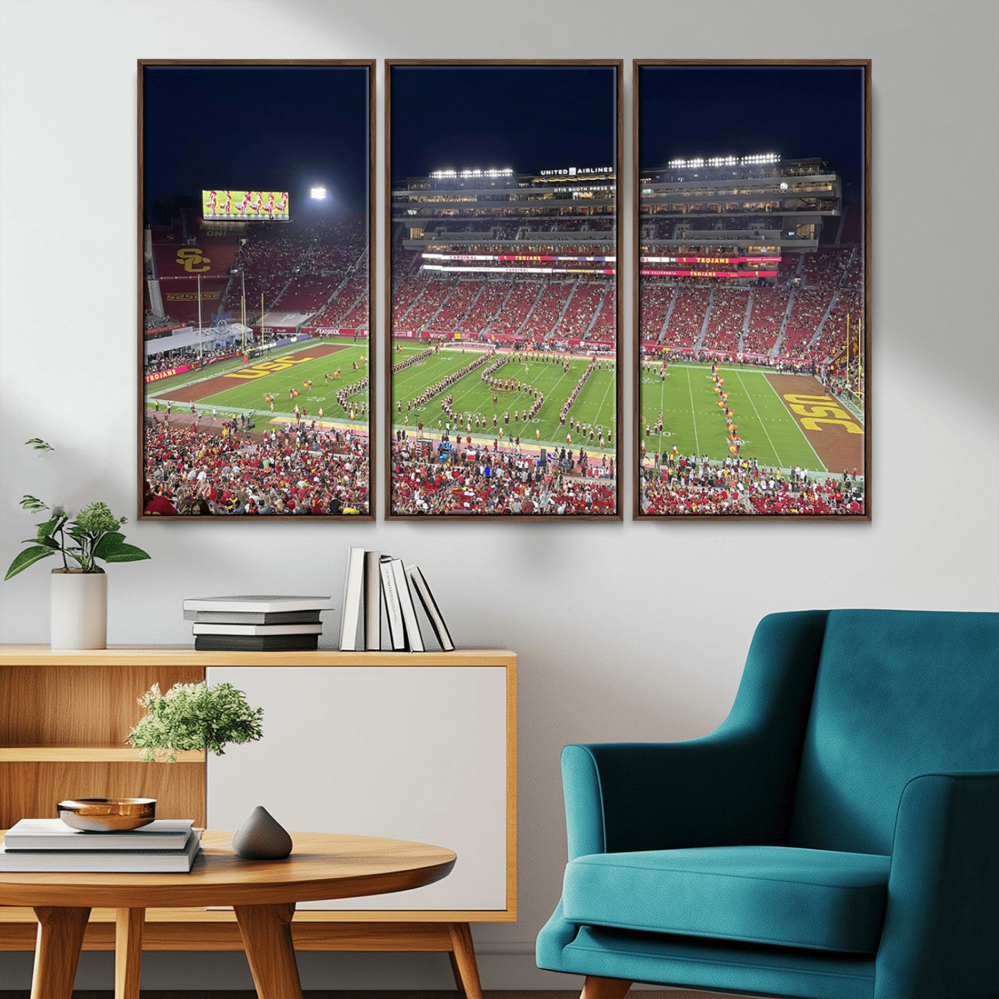MGV-FC-48X32-3P - The University of Southern California USC Trojans Football Team Print - Los Angeles Memorial