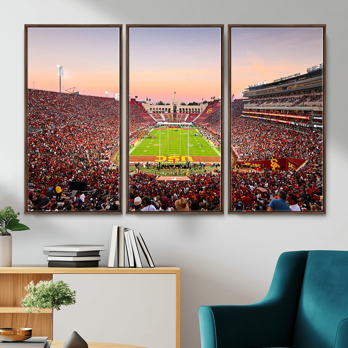 39904-MGV-CV-36X24 - The University of Southern California USC Trojans Football Team Print, Home Bar Wall Decor