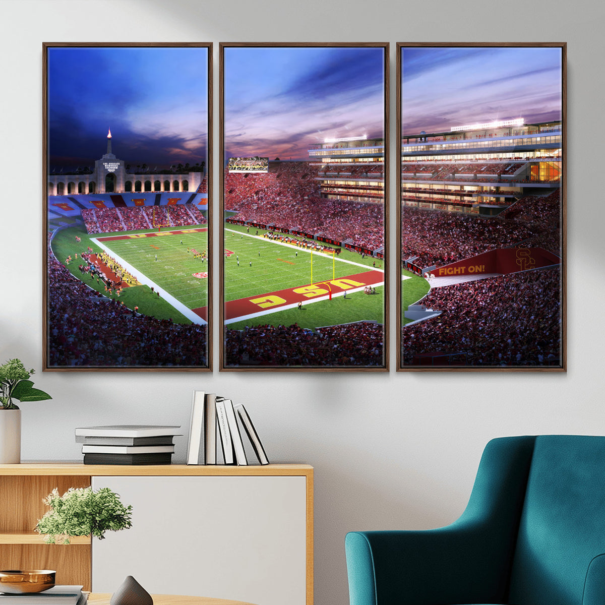 71879-MGV-CV-36X24 - The University of Southern California USC Trojans Football Team Print, Framed and Ready to Hang