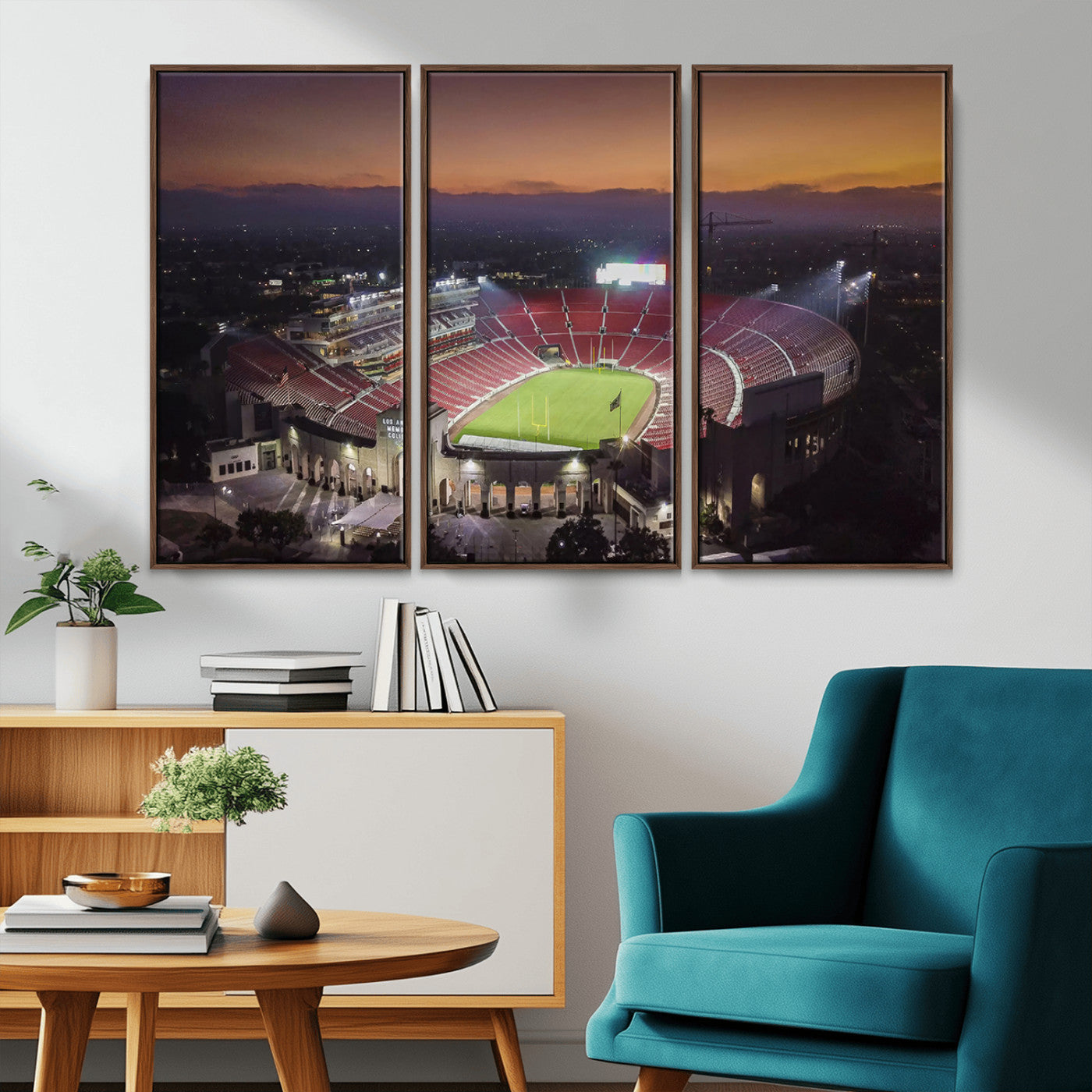 MGV-FC-48X32-3P - The University of Southern California USC Trojans Football Team Print - Los Angeles Memorial