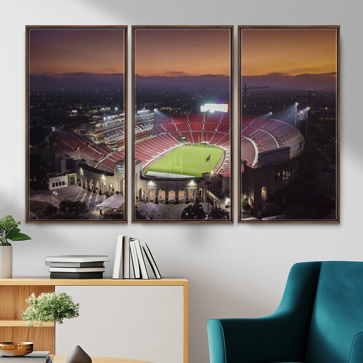 50666-MGV-CV-36X24 - The University of Southern California USC Trojans Football Team Print, Los Angeles Memorial Coliseum