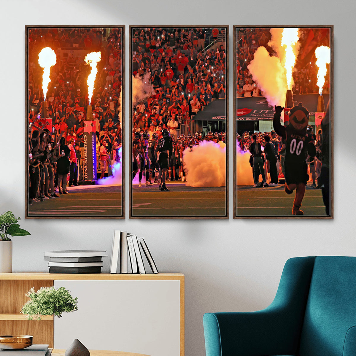 98664-MGV-CV-36X24 - The University of Texas at San Antonio Roadrunners Football Team Print, Extra Large Game Room Wall Decor