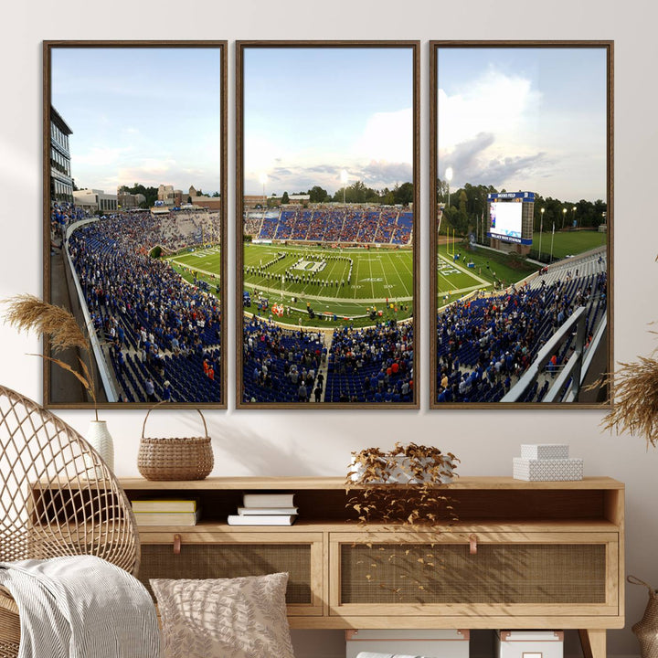 Wallace Wade Stadium print featuring a green field and sky.