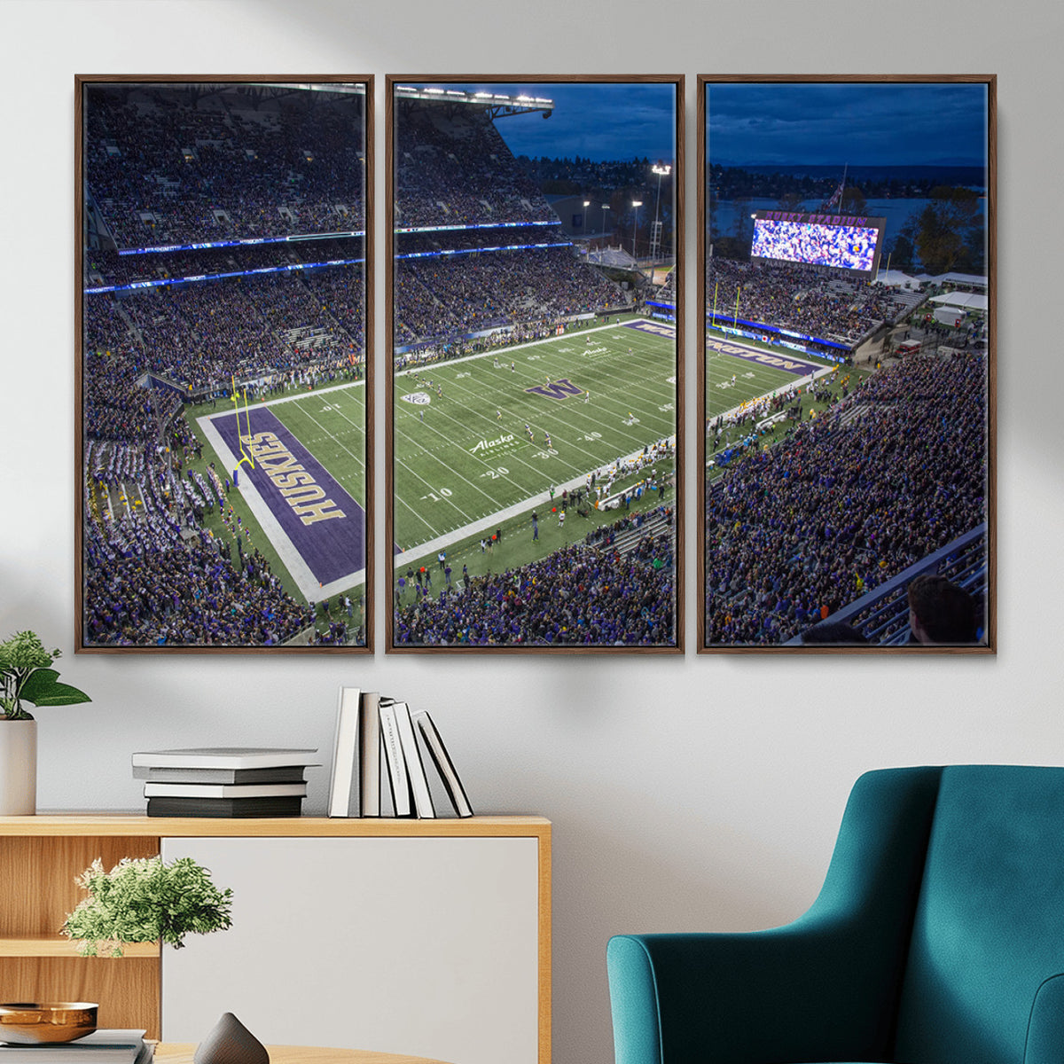 84780-MGV-CV-36X24 - The University of Washington Huskies Football Team Print, Framed and Ready to Hang