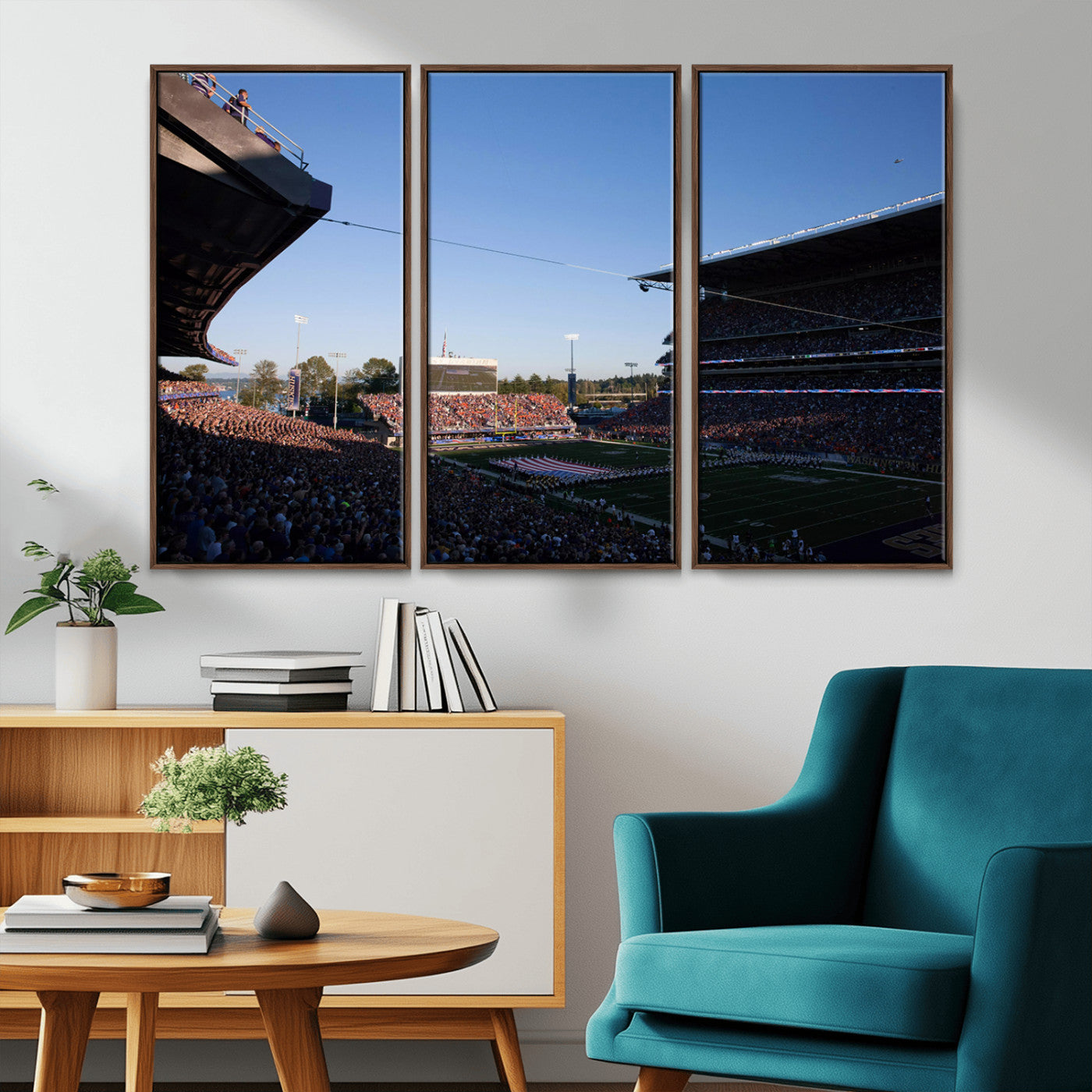 MGV-FC-48X32-3P - The University of Washington Huskies Football Team Print - Seattle Husky Stadium Wall Art Canvas