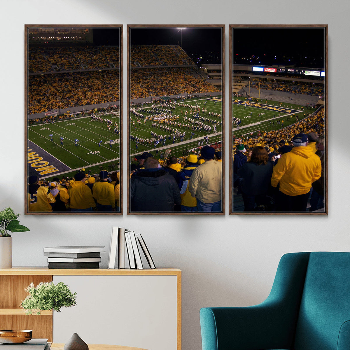 58154-MGV-CV-36X24 - West Virginia University Mountaineers Football Team Print, Milan Puskar Stadium, Morgantown