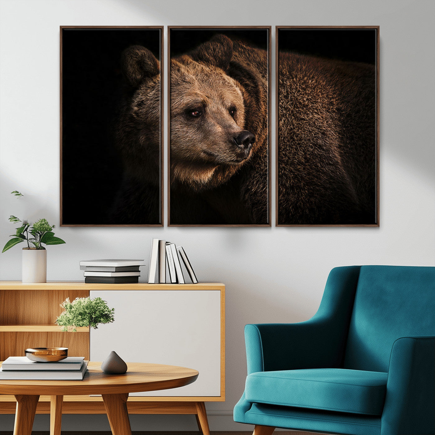 MGV-FC-48X32-3P - Wild Grizzly 399 Bear Canvas Wall Art Print, Bear Animal Canvas Artwork Print, Black Bear Wall Art